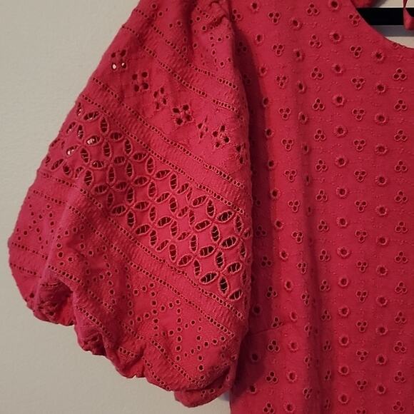 NEW Free People Apricot Rose Puff Sleeve Eyelet Dress - Picture 6 of 10